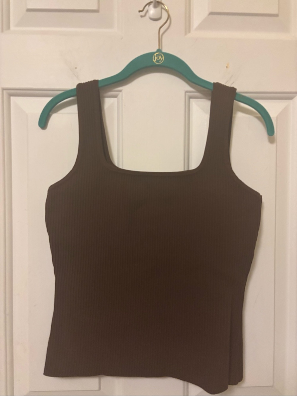 Rachel Zoe Brown Ribbed Square-Neck Tank Size Small S